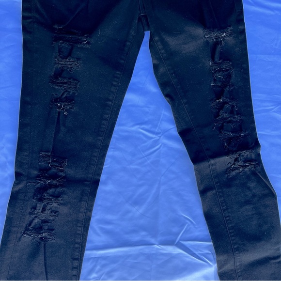 FRAME Denim Le Skinny de Jeanne Jeans in Jefferson Noir Women 25 Distressed Leg - Picture 7 of 12